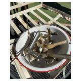 Enamel pan w/ misc surgical tools