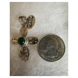 Sterling and Green Onyx Cross