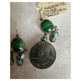 Malachite Torquiose and Sterling earrings