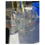 Set of 4 Budweiser glass mugs