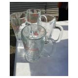 Set of 4 glass Budweiser beer mugs