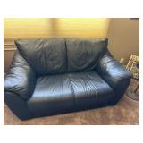 Blue leather loveseat-great condition
