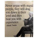 Burlap Mark Twain sign