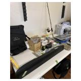 TAble top of misc fishing and home