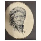 Charcoal Native American drawing