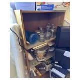 4ft Shelf with misc glassware
