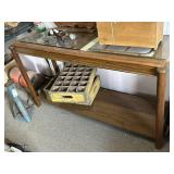 Oak and glass top Hall table