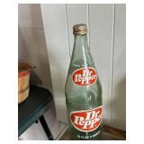 Large glass Dr Pepper bottle