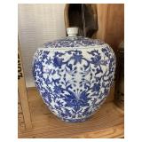 Blue and white cannister