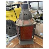 Metal lantern-orange glass