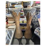 Wooden candleholers-Pair