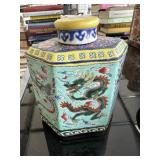 Glazed vase with lid