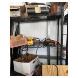 Pair of shelves w/misc garage contents