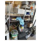 Outdoor shelves w/misc yard items