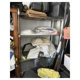 6ft Metal shelf includes misc shop towels