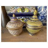 Pair of glazed dishes w/lids