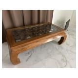 Glasstop wooden coffee table