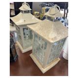 Pair of metal candle lanterns