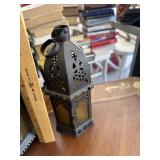 Metal lantern-amber glass