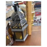 Metal lantern-yellow glass