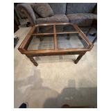 Oak, glass top coffee table