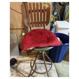 Wooden w/iron leg barstool
