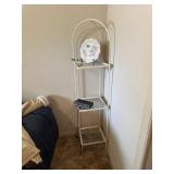 Corner metal shelf w/misc decor