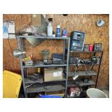 3 Shop shelves with misc contents