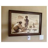 Framed Savier Danielas oil painting