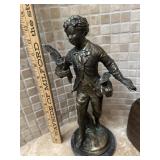 Bronze Schoolboy Carrying Supplies figurine