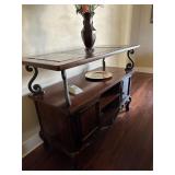 2 Tier wood, iron and tile Entry table