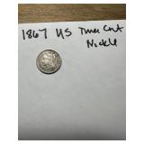 1867 Silver US Three Cent nickle