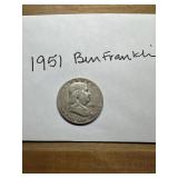 1951 Ben Franklin half dollar