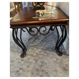 Wooden and iron lamp table