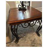 Wooden and iron lamp table