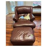 Leather chair with ottoman