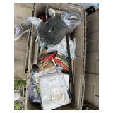 Tub of  misc fishing/household items
