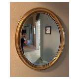 Wooden oval mirror