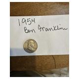 1954 Ben Franklin half dollar