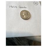 1963D Silver Washington quarter
