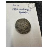 As is 1954 Silver Washington quarter
