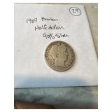 1909 Barber half dollar 90% Silver