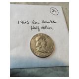 1963 Ben Franklin half dollar