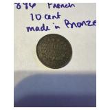 1899 19th Century French 10 cent Bronze coin