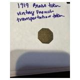 1919 Brass token, vintage French Transport token