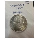 1887 Uncirculated US Silver Morgan dollar