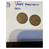 2x 1944-45 Mexican coins