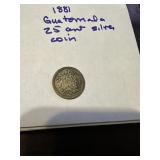 1881 Guatemal 25cent Silver coin