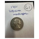 1954 90% Silver Washington quarter
