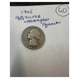 1945 90% Silver Washington quarter